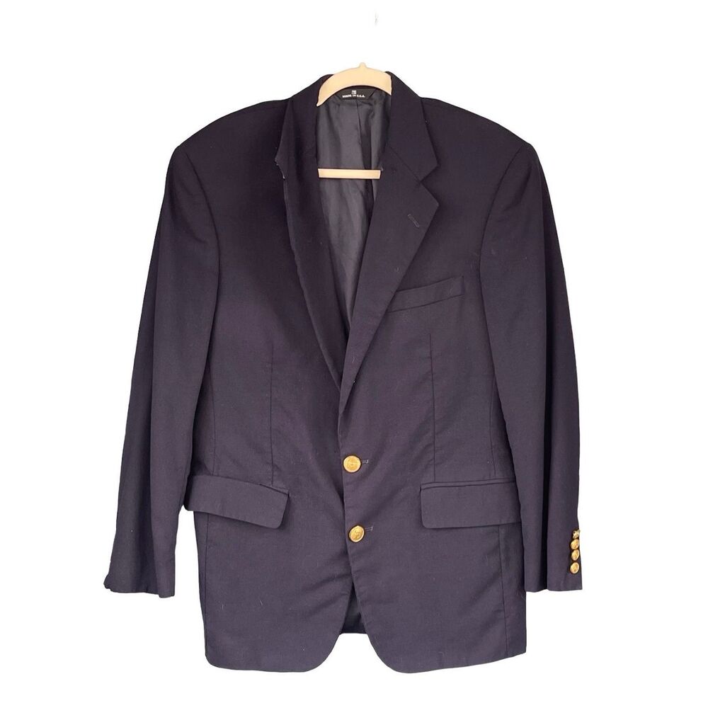 Vintage Polo University Club Ralph Lauren Blue Wool Blazer Jacket Size 40R